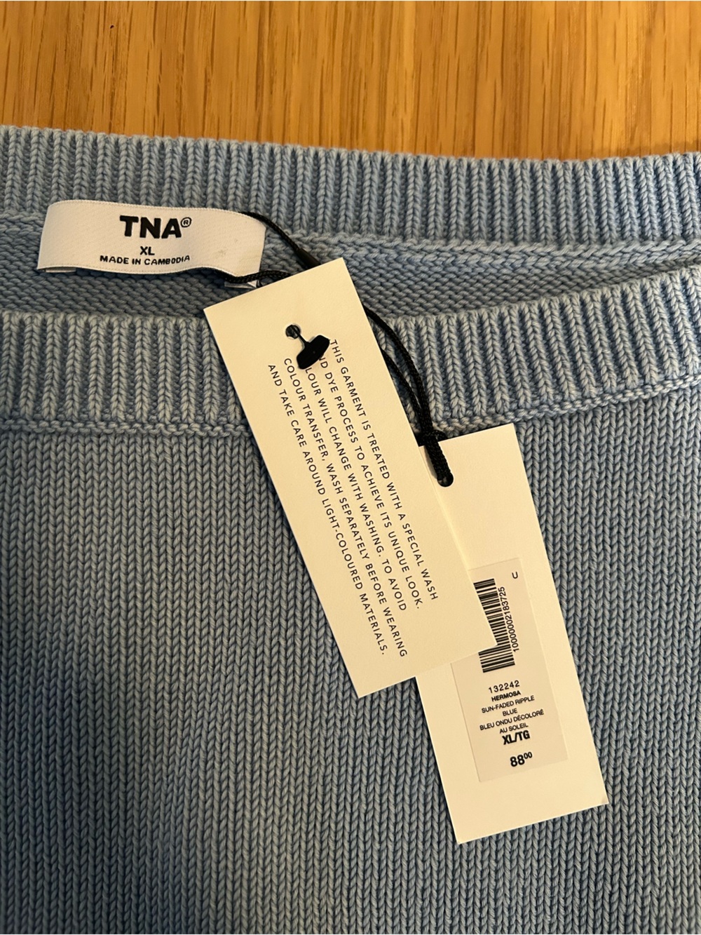 Aritzia TNA Hermosa Sweater Sun-faded Ripple Blue, Size XL NWT - Picture 7 of 11